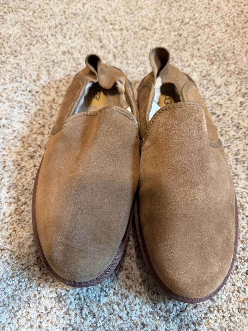 UGG Cooke Men 9 Chestnut Suede Slip On Slippers Loafers 1013485 Collapsible Heel